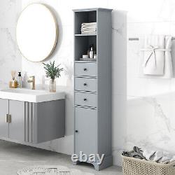 Tall Bathroom Cabinet Floor Storage Cabinet with 3 Drawers and Adjustable Shelf
