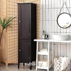 Tall Bathroom Storage Cabinet, 5-Tier Wooden Freestanding Tower Cabinet Floor Or