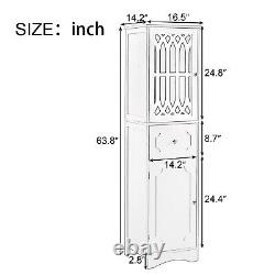 Tall Bathroom Storage Cabinet with Drawer, Floor Cabinet with Adjustable Shelves