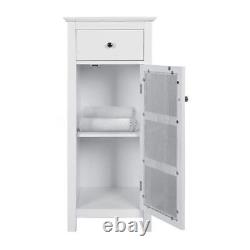 Teamson Home Bath 9H x 15W x 19D White MDF 1-Door 1-Drawer Floor Cabinet