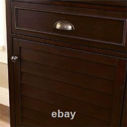 Traditional Tall Bathroom Floor Cabinet 2-Drawer Shelves Storage Wood Dark Brown