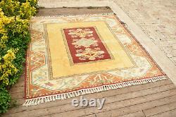 Turkish Rug 79''x79'' Vintage Rug Milas Carpet 6'6''x6'6'' Square Vintage Rug