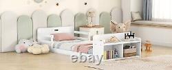 Twin Size Floor Bed fits Storage Footboard & Guardrail, White