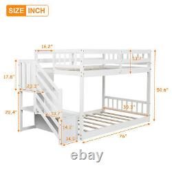Twin over Twin Floor Bunk Bed Kids Bunk beds Ladder with Storage For Kids Adult