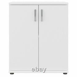 Universal Floor Storage Cabinet with Doors in White Engineered Wood