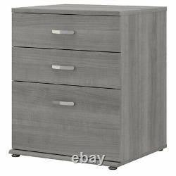 Universal Floor Storage Cabinet with Drawers in Platinum Gray Engineered Wood
