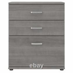 Universal Floor Storage Cabinet with Drawers in Platinum Gray Engineered Wood