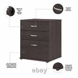 Universal Floor Storage Cabinet with Drawers in Storm Gray Engineered Wood