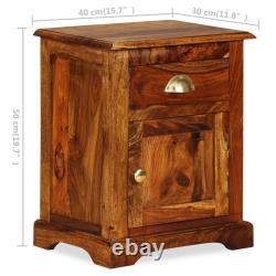 VidaXL Nightstand Storage Bedside Table for Home Bedroom Solid Wood Sheesham