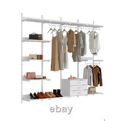 Wardrobe Armoire Clothes Rack Shelving 3 Drawer 3 Hanging Rail Storage Bookshelf