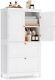 White Freestanding Bathroom Floor Storage Cabinet with 2 Drawers and 2 Doors