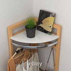 Wood Corner Floor Shelf Coat Rack Corner Stand Storage Display Rack for Living