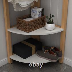 Wood Corner Floor Shelf, Coat Rack Corner Stand Storage Display Rack for Living