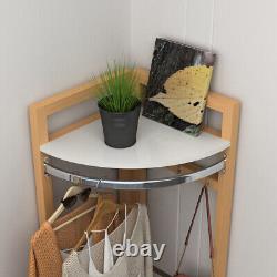 Wood Corner Floor Shelf Coat Rack Stand Storage Display for Living Room