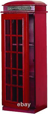 Wood London Telephone Booth 2 Shelf Storage Unit, 11 X 9 X 30, Red