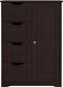 Wooden Bathroom Floor Cabinet, Side Storage Organizer Cabinet with 4 Drawers and