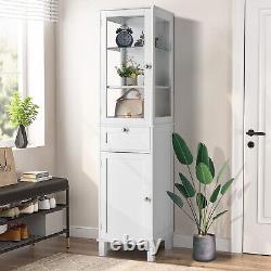 Wooden Bathroom Floor Cabinet Storage Cupboard WithShelves Adjust-Shelf Free Stand