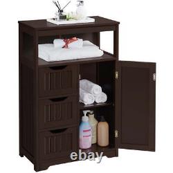 Wooden Bathroom Storage Cabinet with Open Shelving Floor Cupboards Organizer New