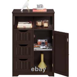 Wooden Bathroom Storage Cabinet with Open Shelving Floor Cupboards Organizer New