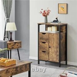 Wooden Floor Storage Cabinet Shelves 3 Drawers for Living Room Entryway Kitchen