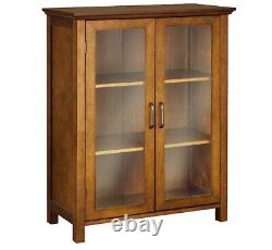 Wooden Freestanding Floor Cabinet with 2 Adjustable Shelves Oiled Oak