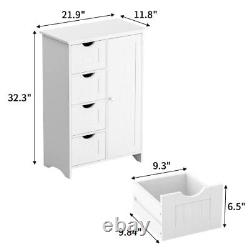 YESHOMY Bathroom Storage Cabinet, Side Free Standing Organizer White 4 Drawers